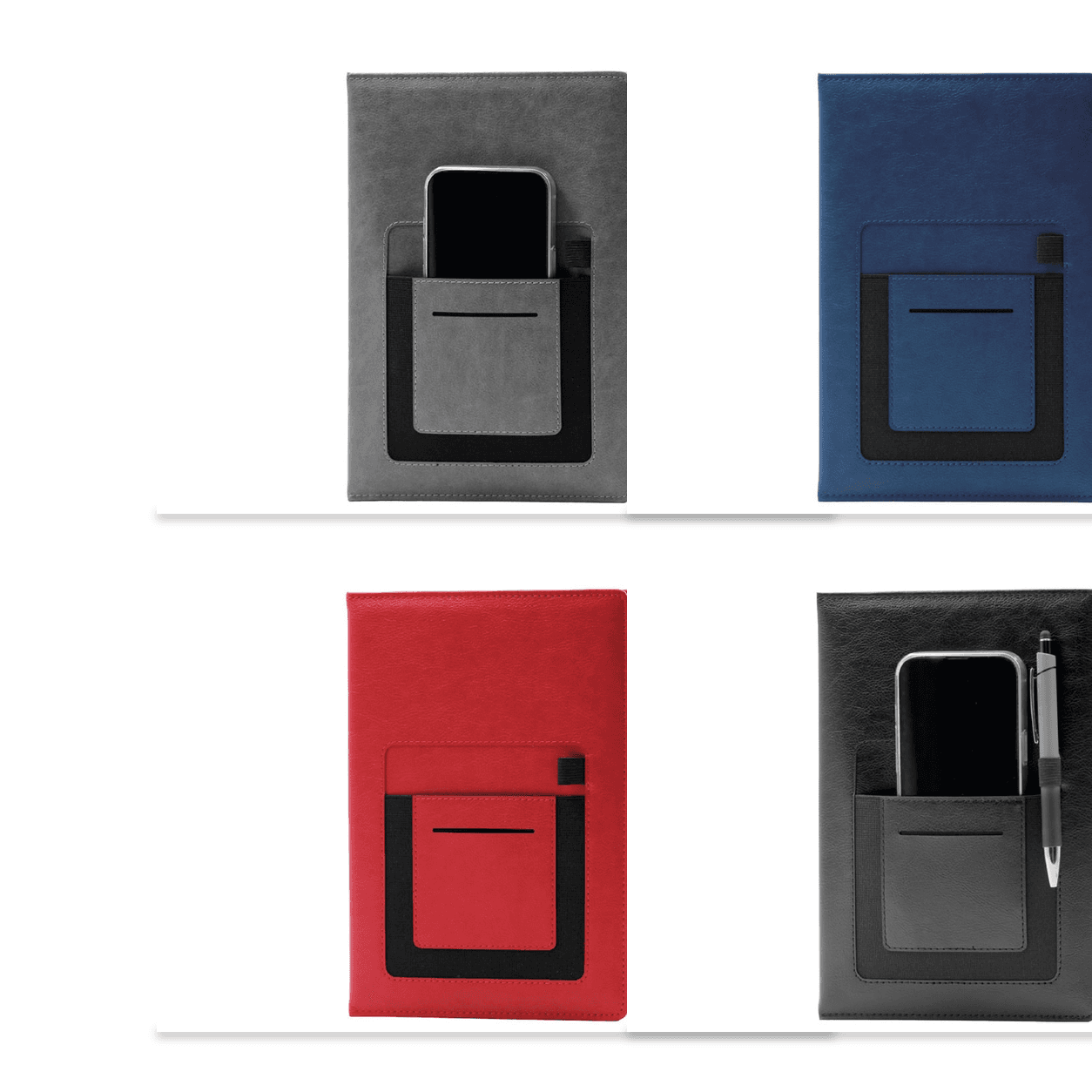 2027 Telefon ve Kartvizit Cepli Suni Deri Ajanda 17 x 24 cm – Kırmızı