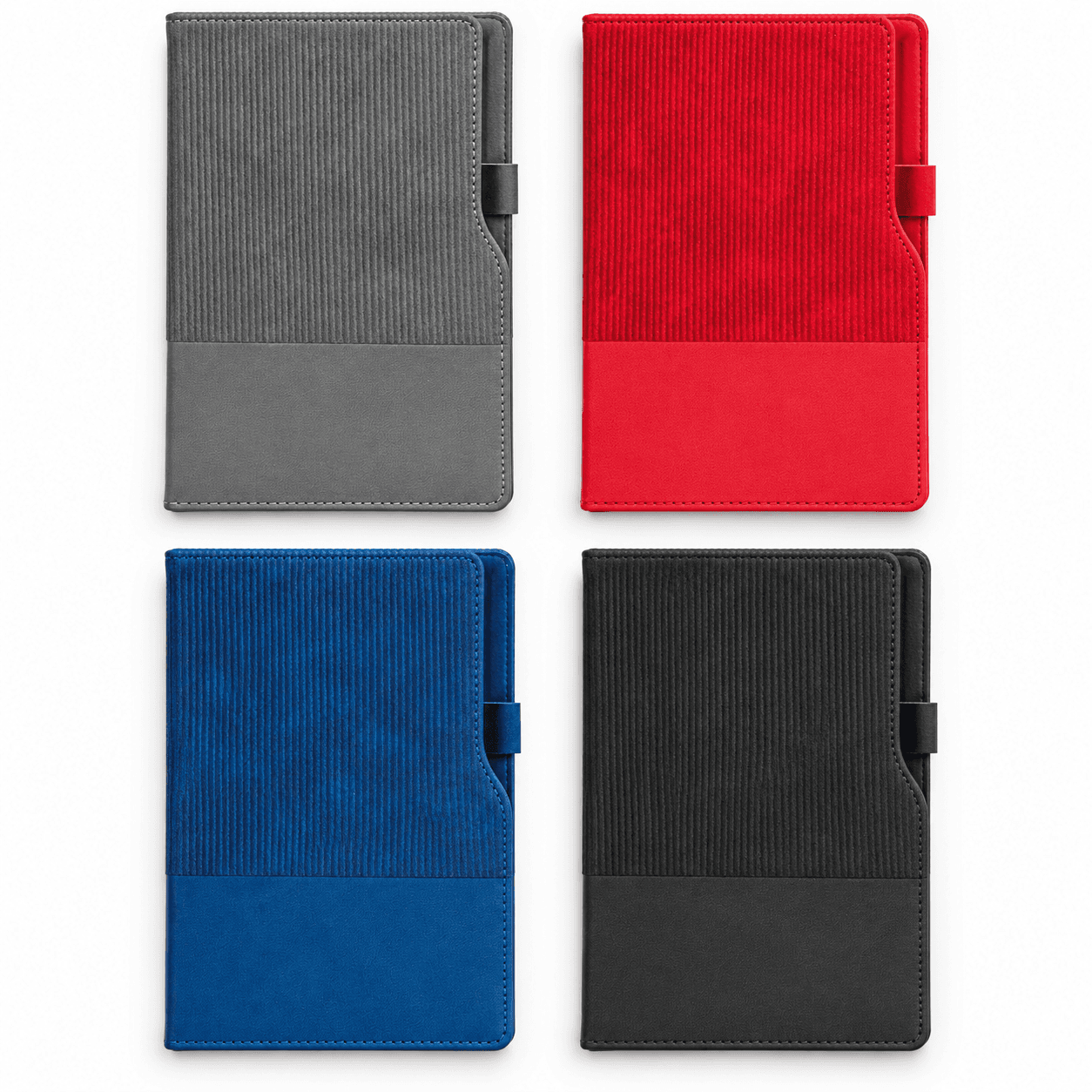 Çift Renkli Kalem Tutuculu Suni Deri Defter 14,5 x 21 cm – Kırmızı