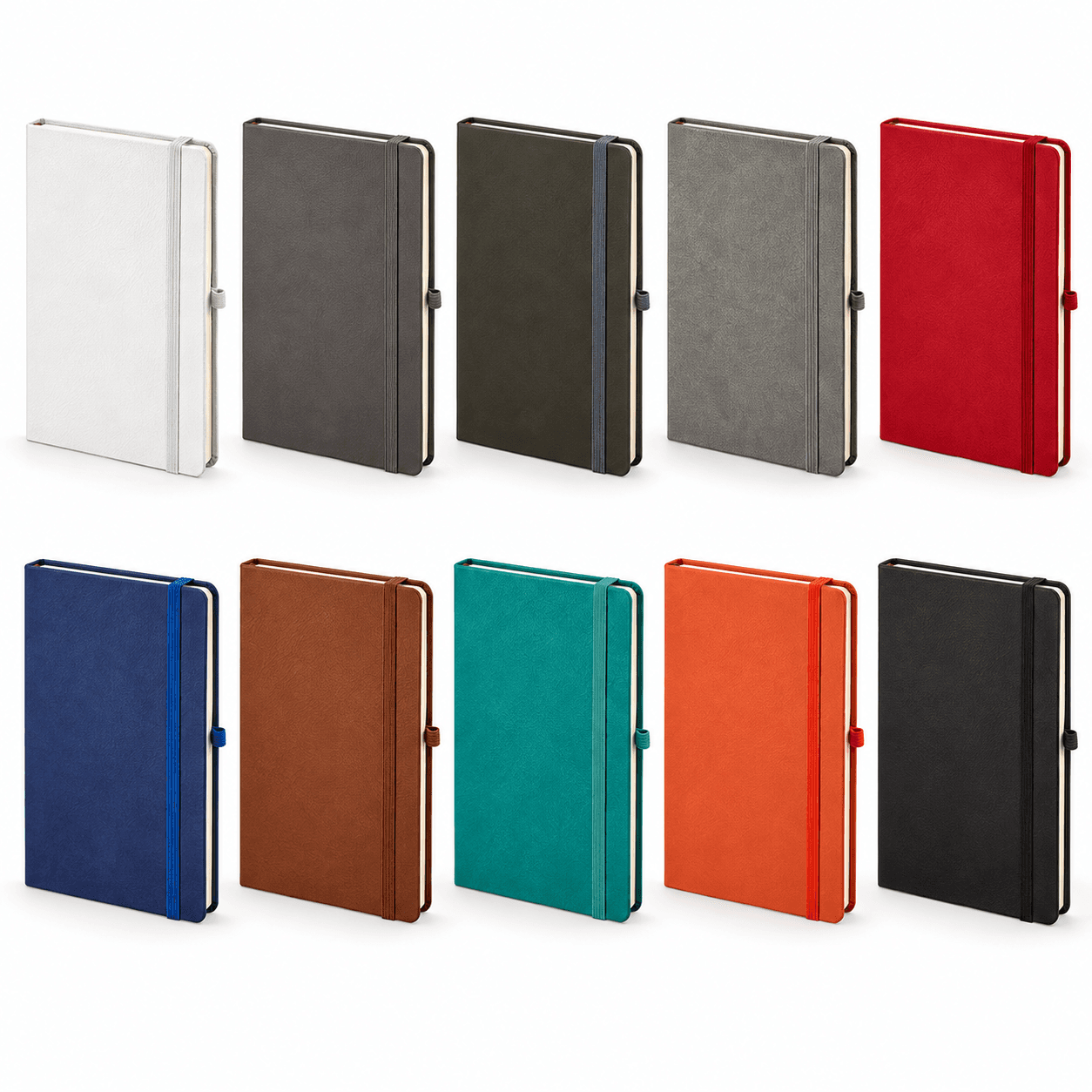 Lastikli Suni Deri Defter 13 x 21 cm 160 Sayfa 60 g – Füme-Yeşil