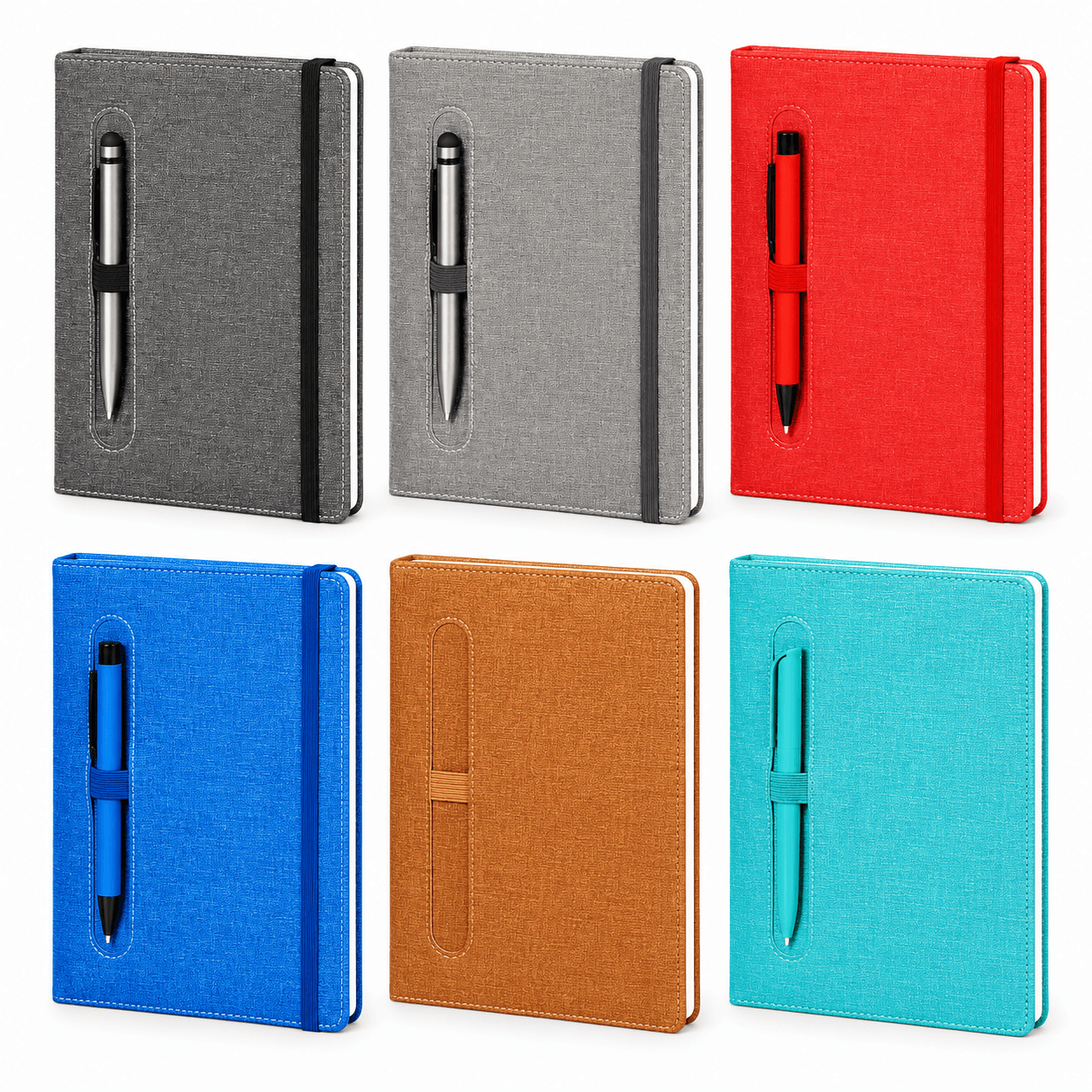 Kapak Üstü Kalem Yuvalı Suni Deri Defter 15 x 21 cm – Füme