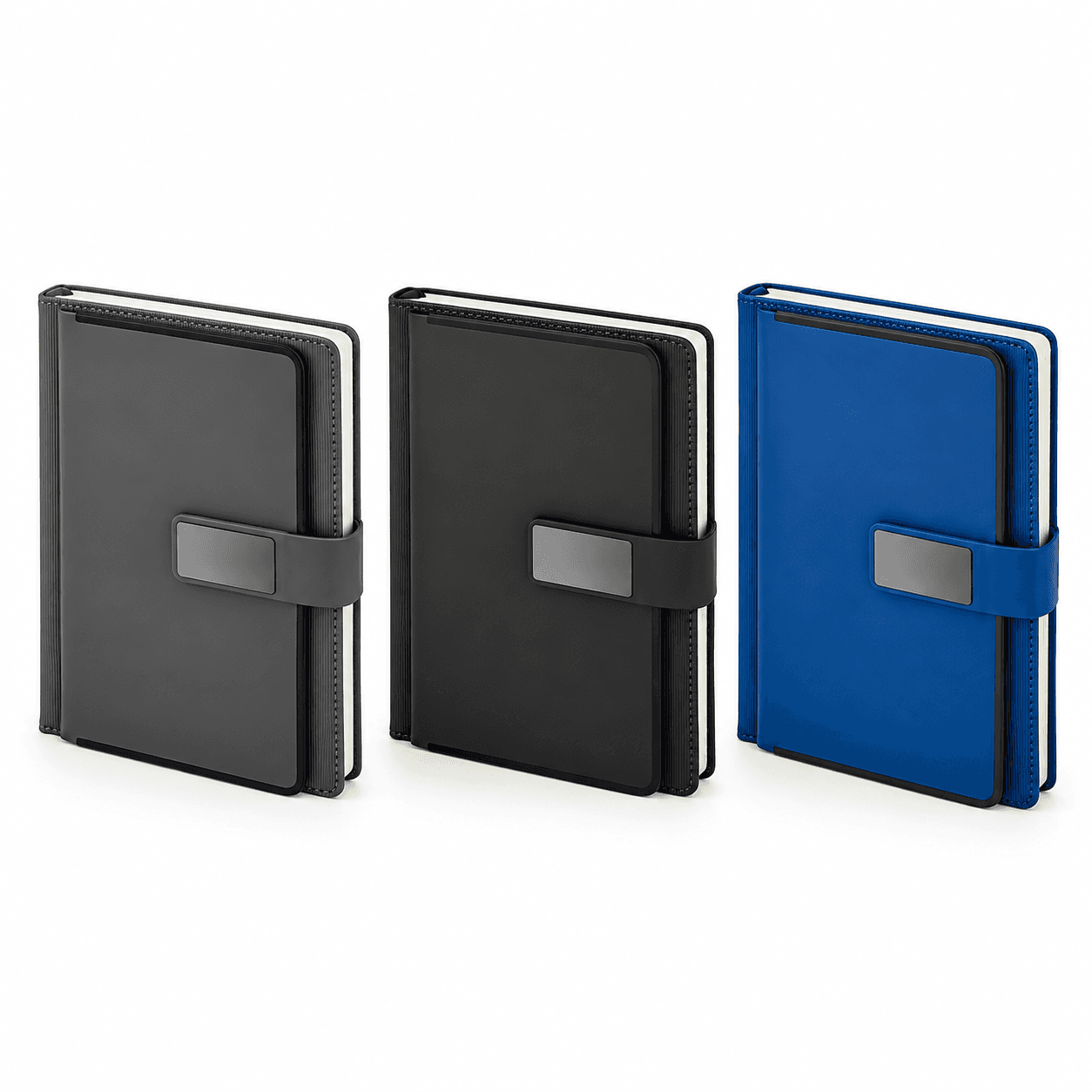 Metal Tokalı Suni Deri Defter 15 x 21 cm 192 Sayfa – Lacivert