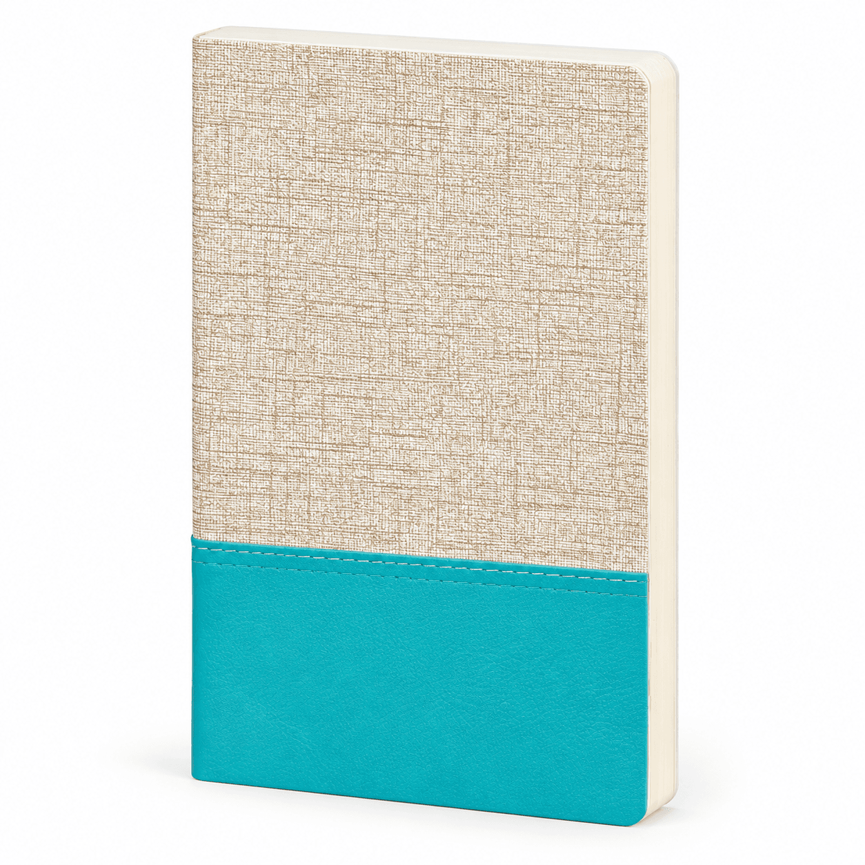 Çift Renkli Yumuşak Suni Deri Defter 12,5 x 20 cm – Turkuaz Yeşil