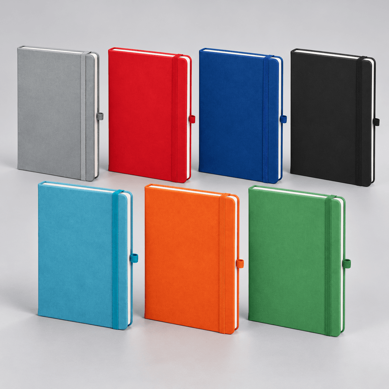 Lastikli Suni Deri Defter 13 x 21 cm 224 Sayfa 80 g – Turkuaz Mavi