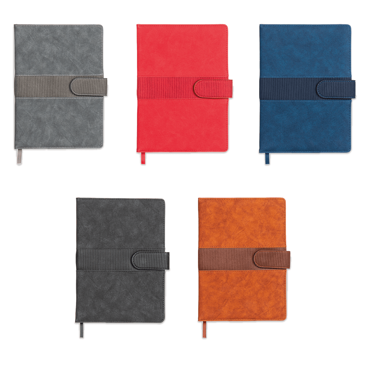 Renkli Kenarlı Kayış Kapamalı Suni Deri Defter 15 x 21 cm – Lacivert
