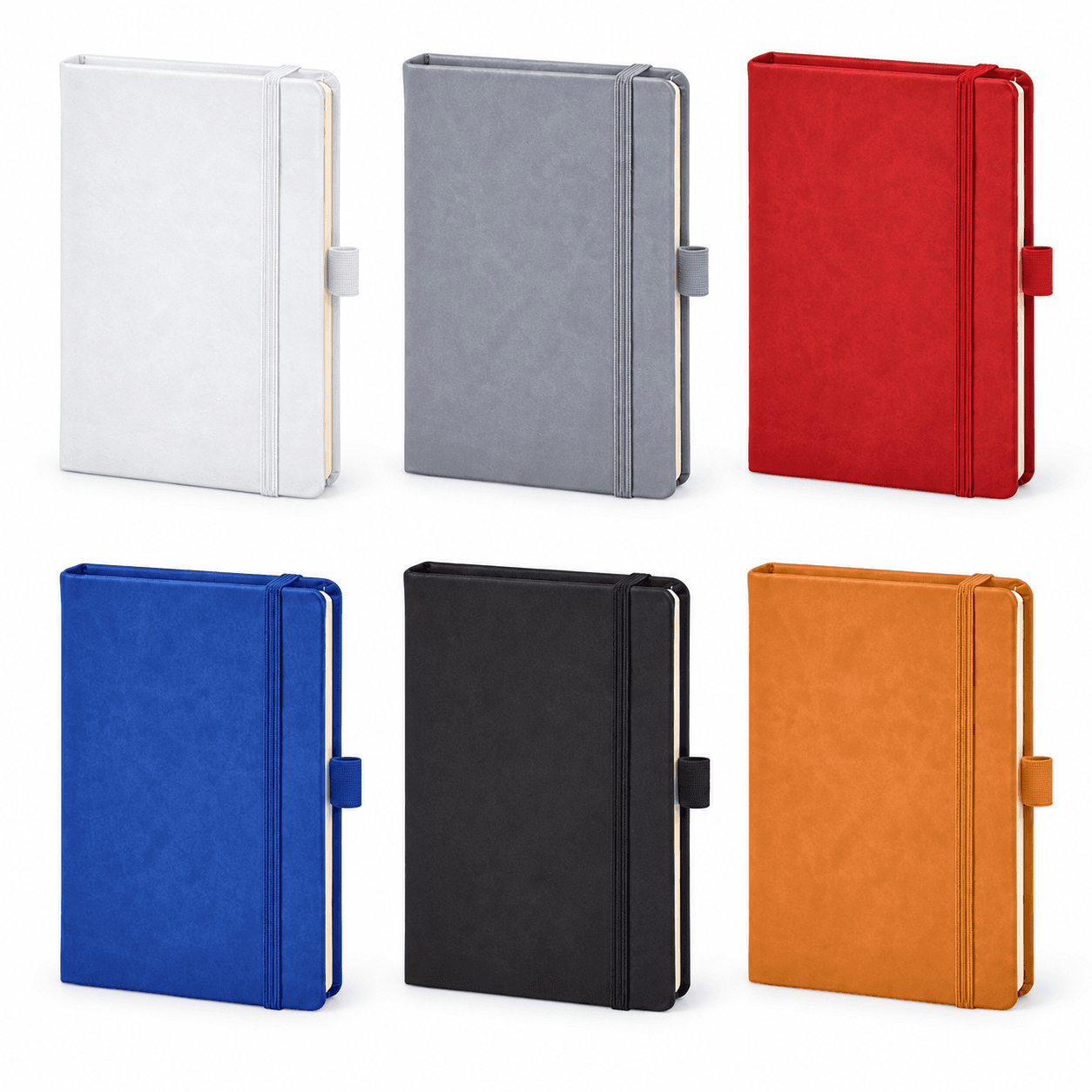 Lastikli Suni Deri Cep Defteri 9 x 14 cm 192 Sayfa – Beyaz
