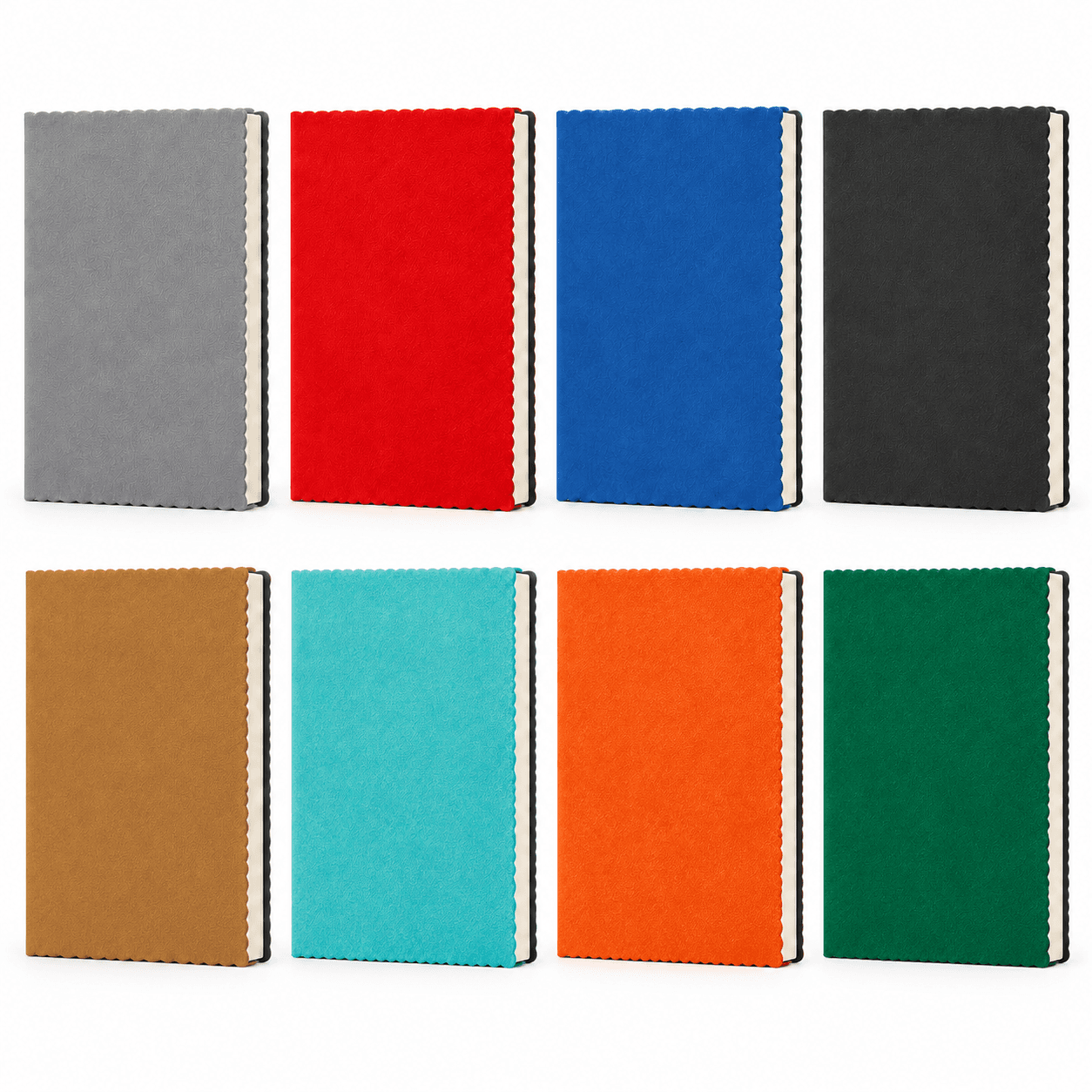 Dalgalı Kenarlı Yumuşak Suni Deri Defter 14 x 21 cm – Yeşil