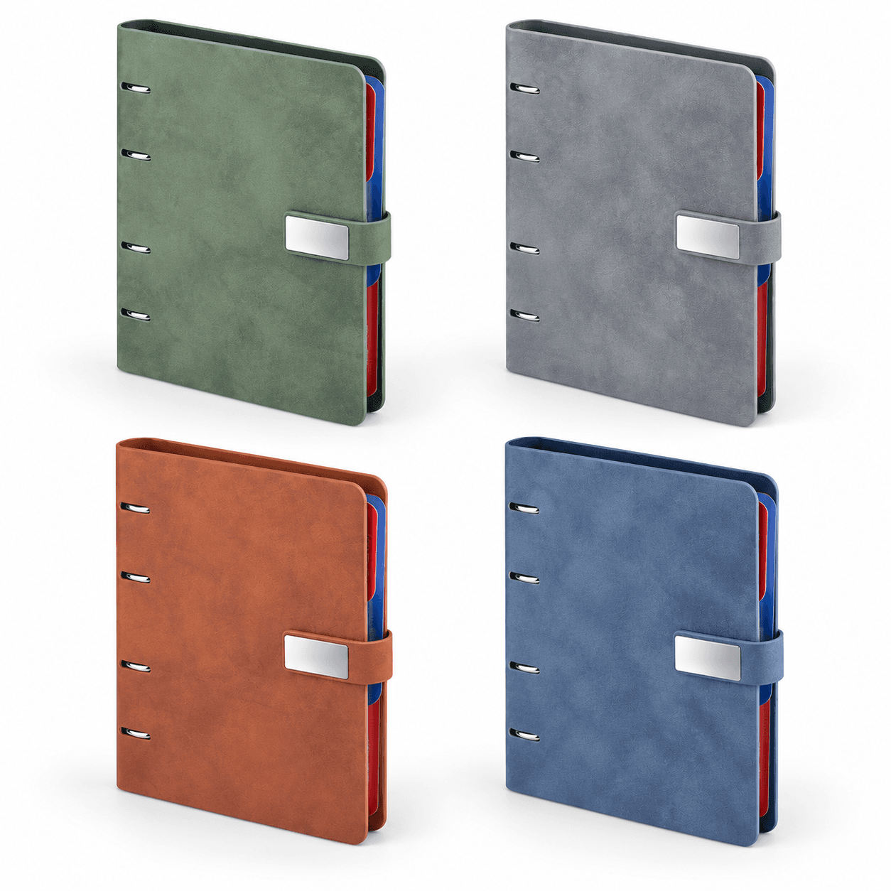 Halkalı Metal Tokalı Suni Deri Tarihli Organizer – Yeşil