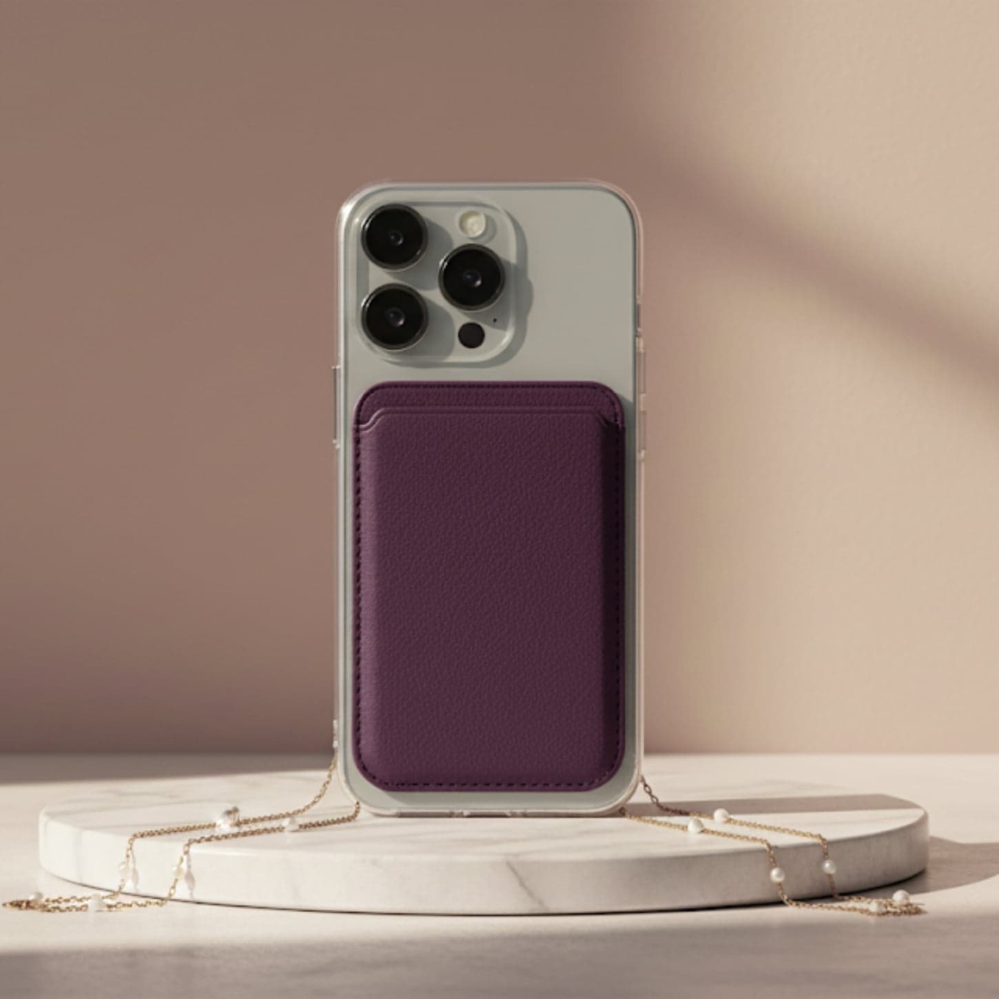 Vegan Deri MagSafe Uyumlu iPhone Kartlık Cüzdan – Bordo