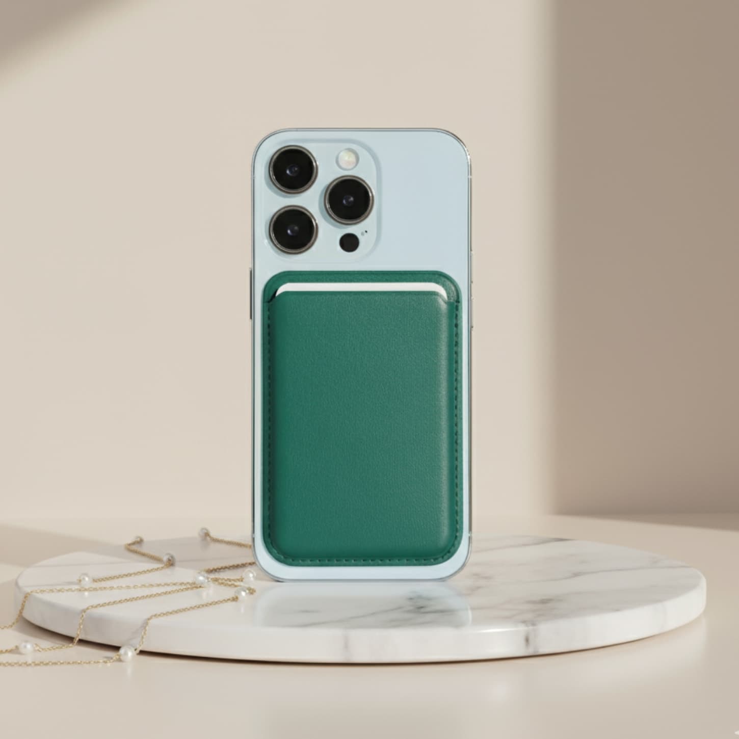 Vegan Deri MagSafe Uyumlu iPhone Kartlık Cüzdan – Yeşil