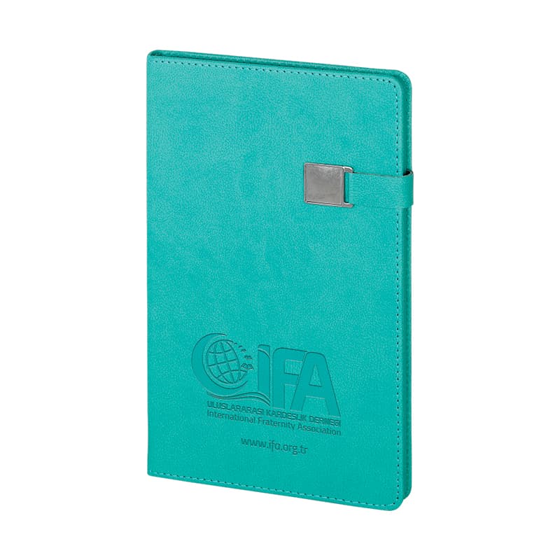 Gri 15 x 21 Termo Deri Defter – Turkuaz