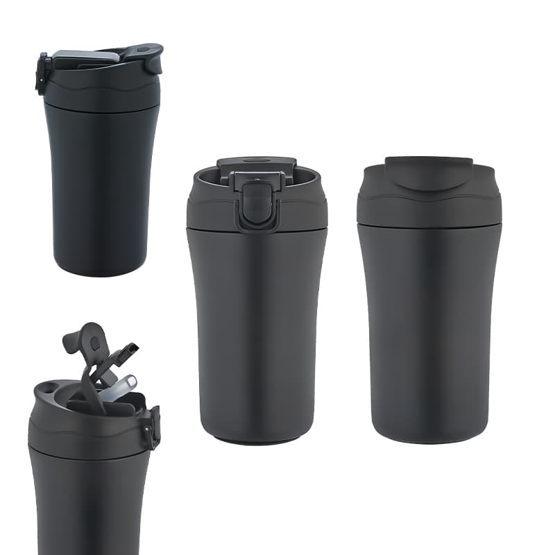 Beyaz Çelik Termos / 400 ml – Siyah