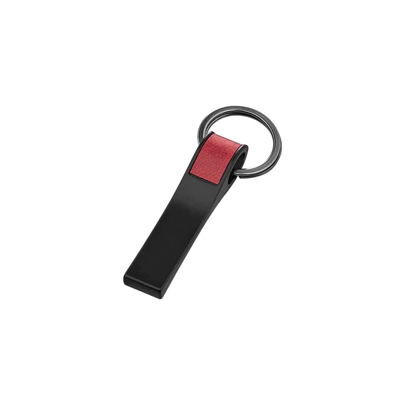 Kırmızı Çift Taraflı Metal Suni Deri Anahtarlık – Kırmızı
