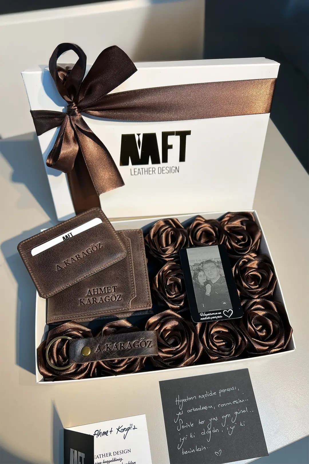 Paris Rose Box Hakiki Deri Erkek Cüzdan Seti – Tiguan Kahve