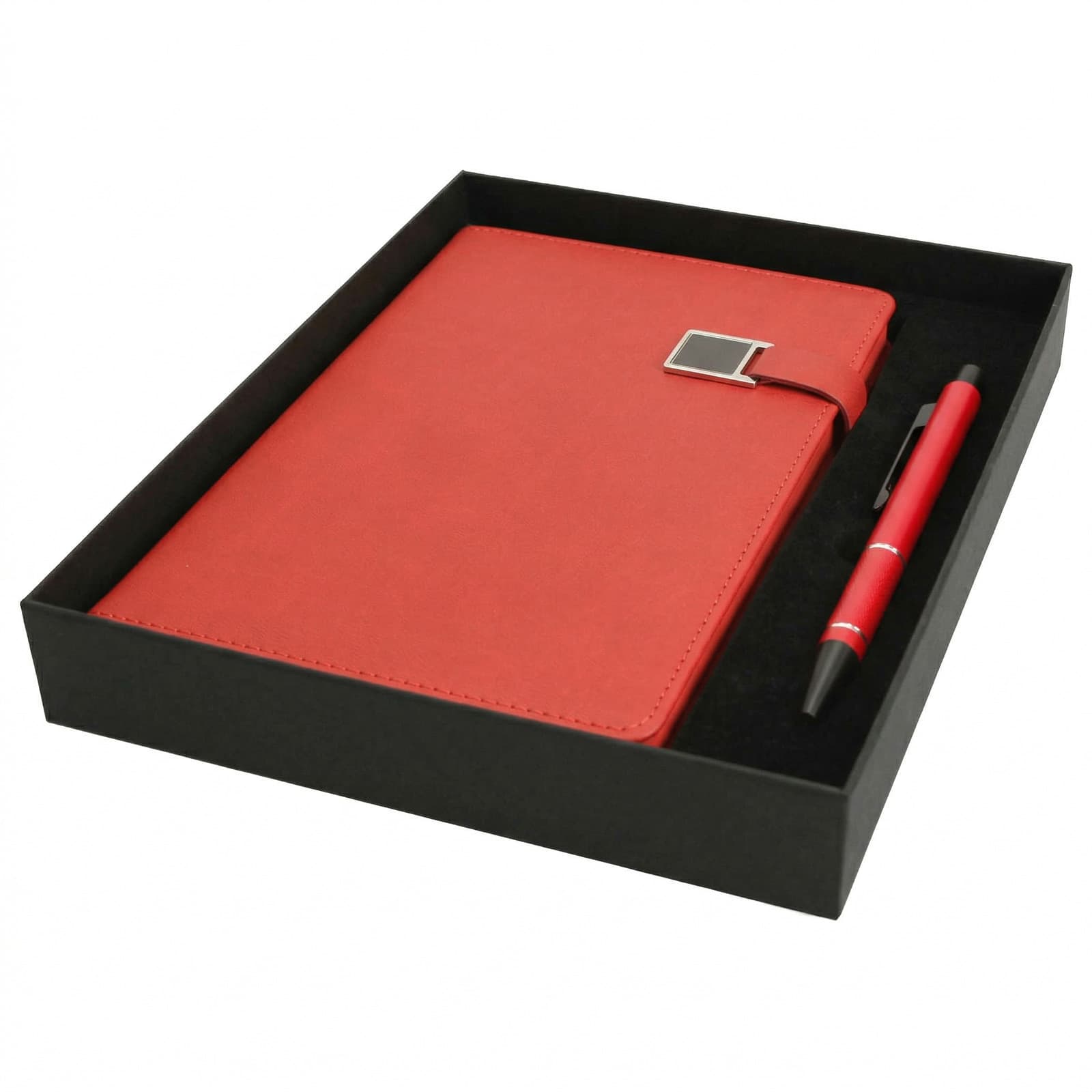 Tokalı Defter 13x21 cm ve Tükenmez Kalem Seti – Kırmızı