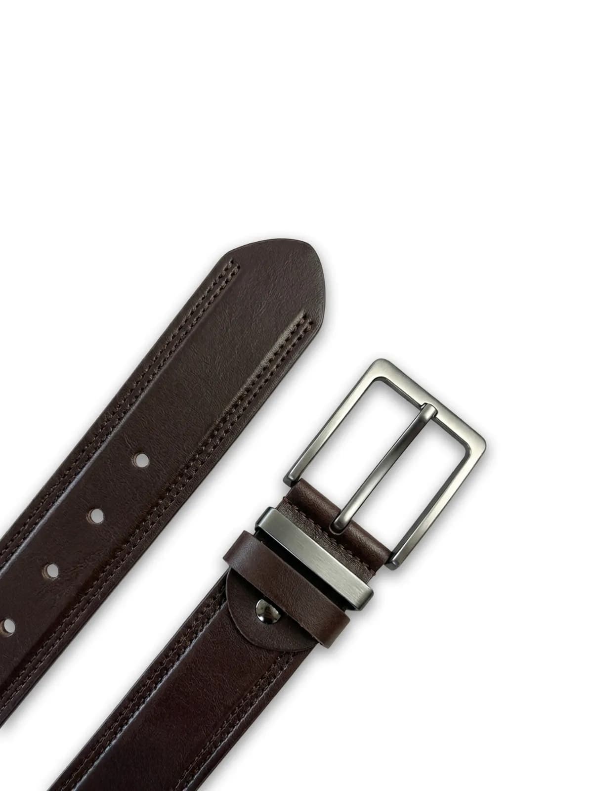 4 cm Çift Dikişli Dar Metal Köprülü Dana Derisi Erkek Spor Kemer – Kahve