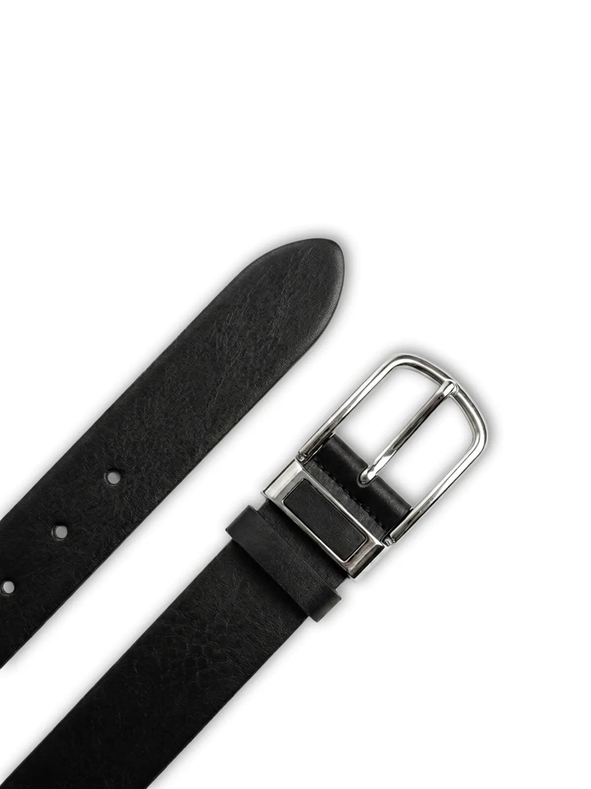 4 cm Metal Çerçeveli Deri Plakalı Erkek Spor Kemer – Siyah