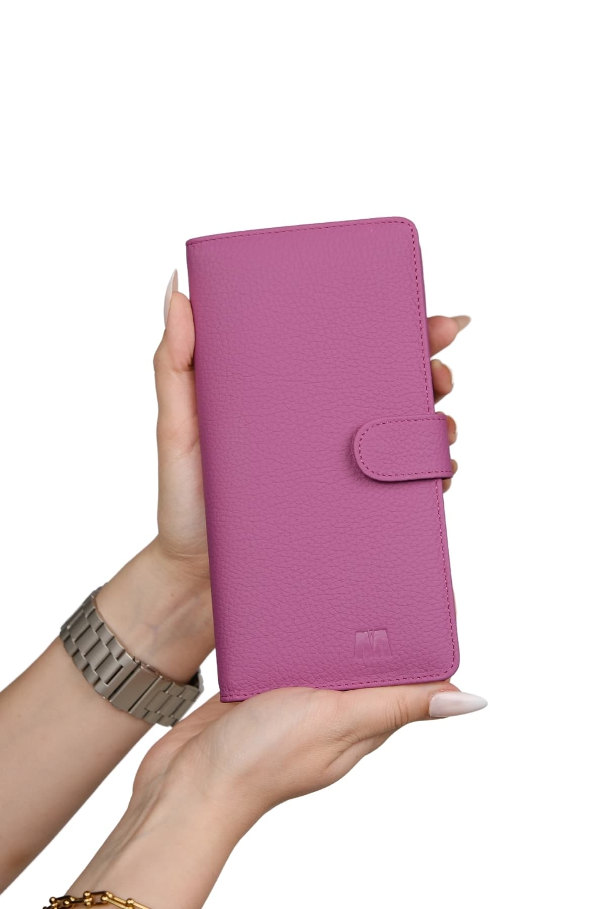 Twist Telefon Bölmeli Hakiki Deri Unisex Cüzdan – Flother Mat Pembe