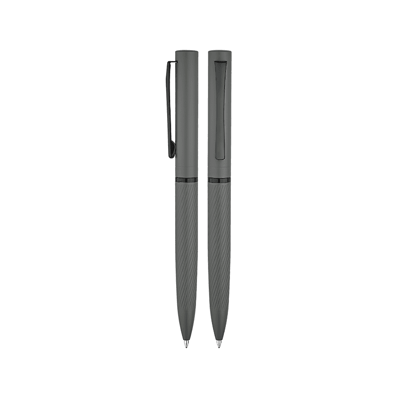 Burgu Desenli Metal Tükenmez Kalem – Gri