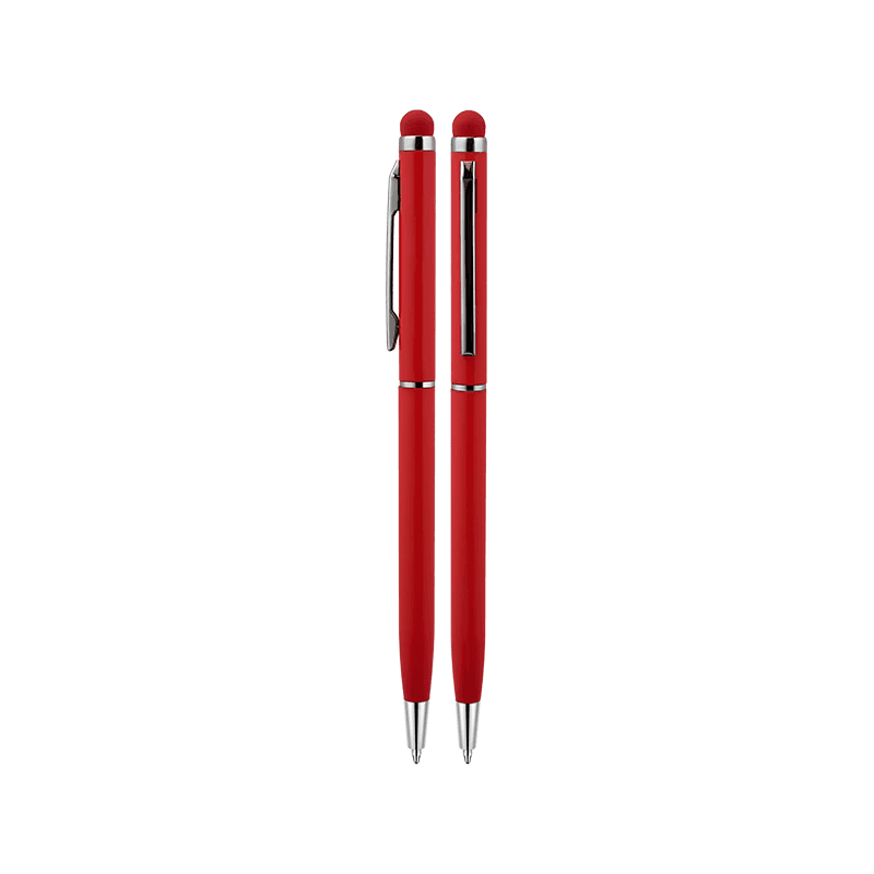 Beyaz Metal Tükenmez Touchpen Kalem – Kırmızı