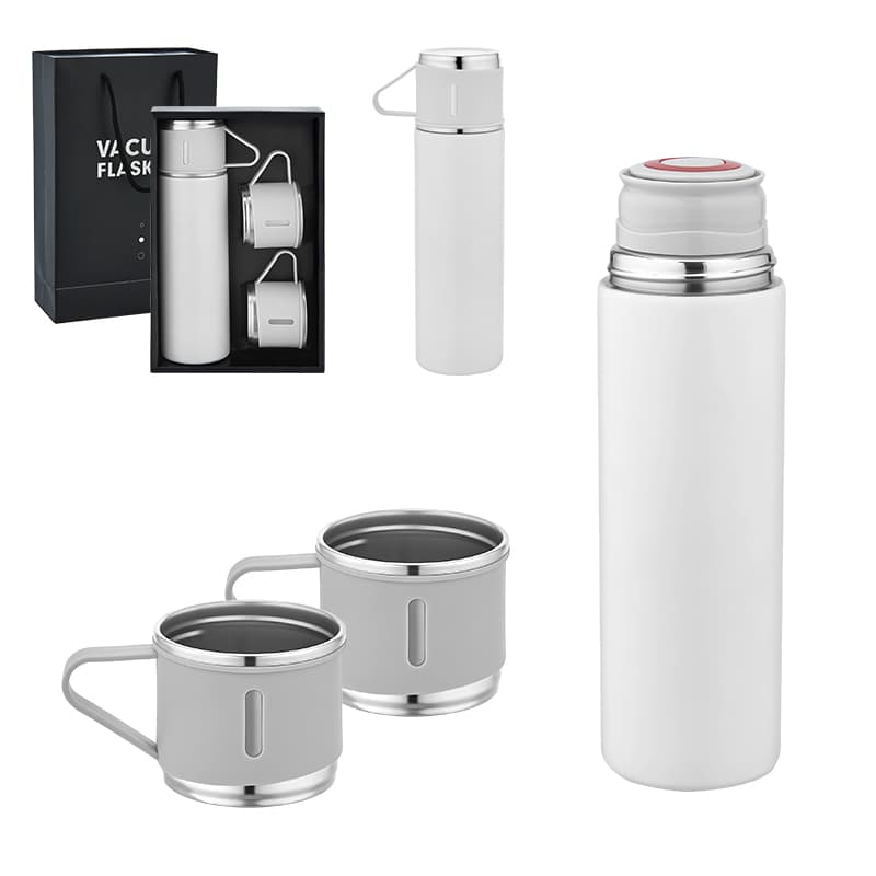 Beyaz Çelik 3'lü Termos Set / 500 ml – Beyaz