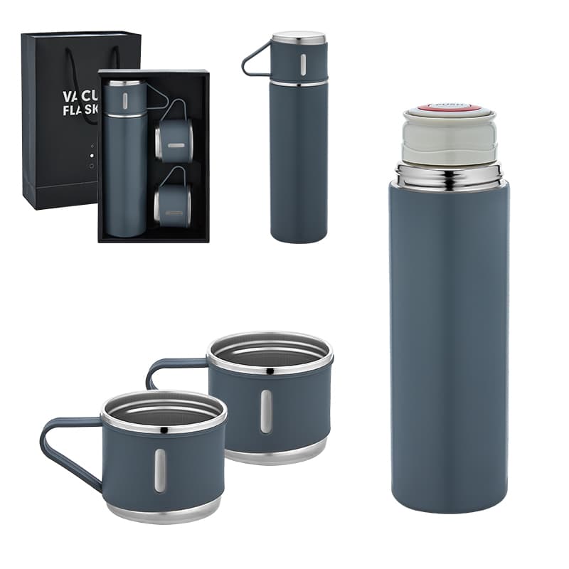 Beyaz Çelik 3'lü Termos Set / 500 ml – Gri