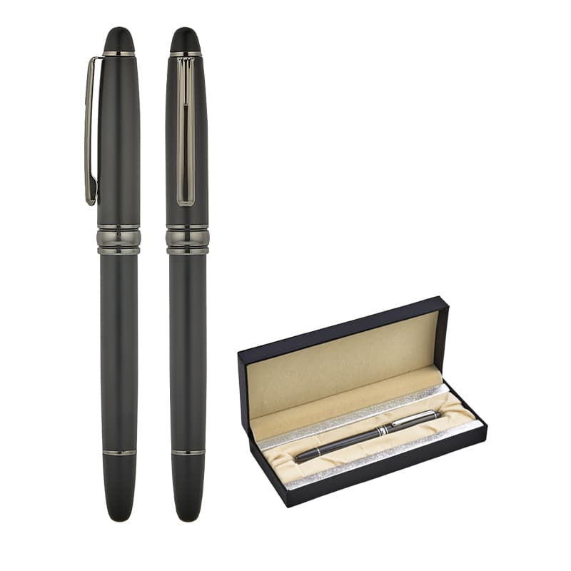 Siyah-Füme Metal Roller Kalem Seti – Siyah-Füme