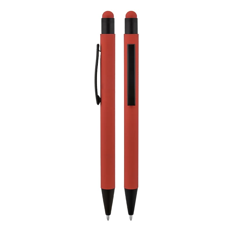 Füme Metal Tükenmez Touchpen Rubber Gövde Kalem – Kırmızı