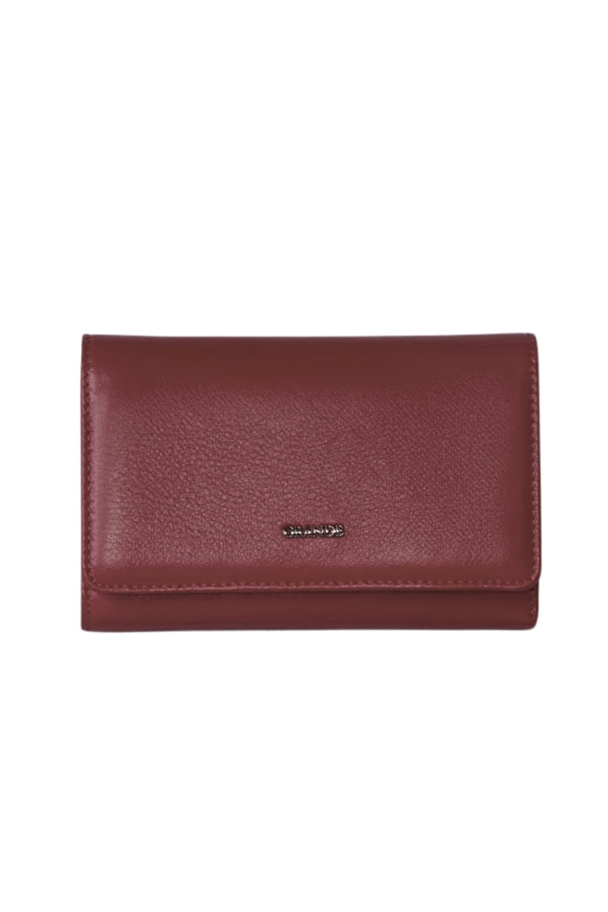 Grande Unisex Hakiki Dana Derisi Cüzdan – Bordo