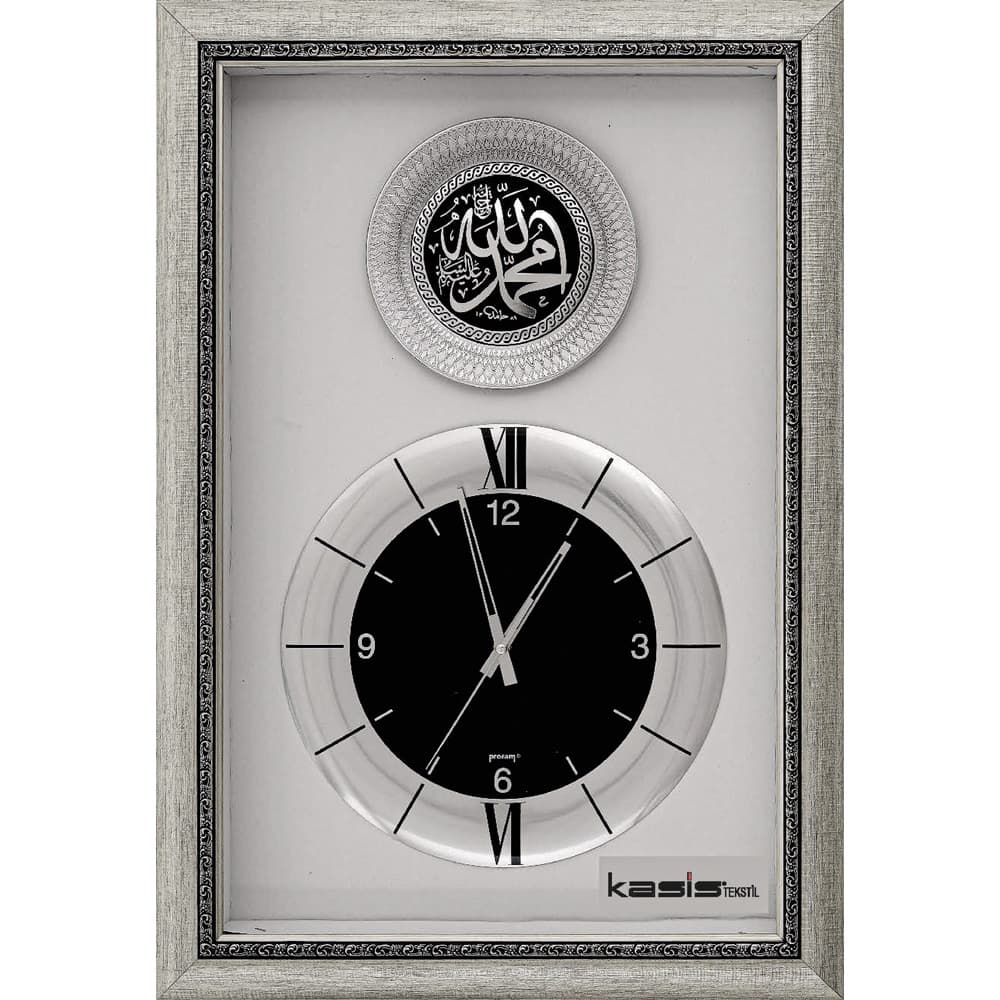 Saatli Duvar Tablosu – Gümüş