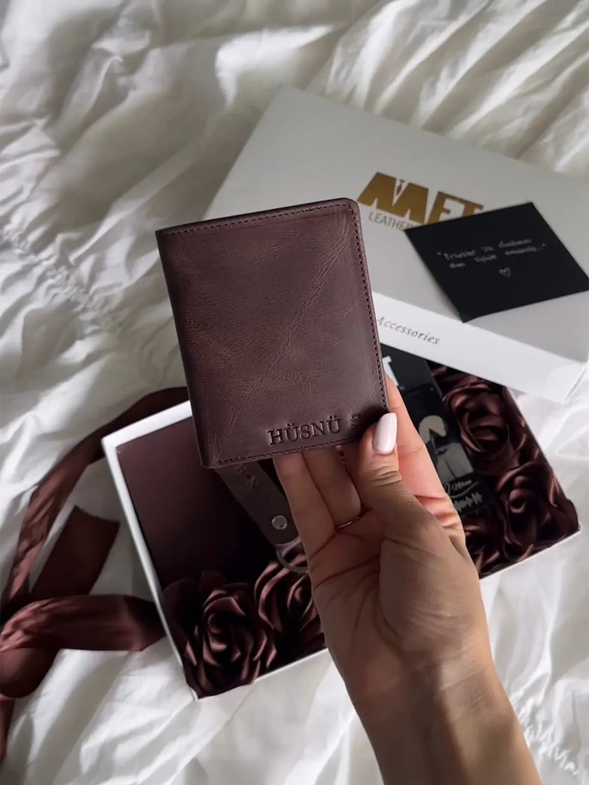 Rudy Rose Box Deri Cüzdan Seti – Kahve – Tiguan Kahve