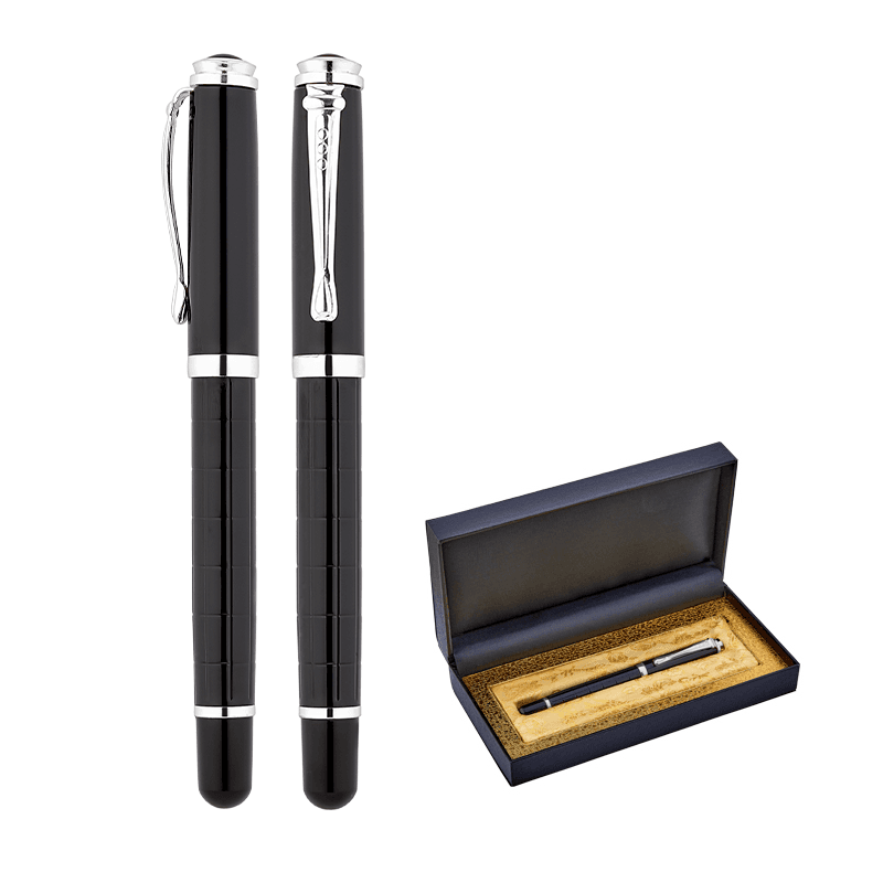 Gold Metal Roller Kalem Seti – Siyah-Silver