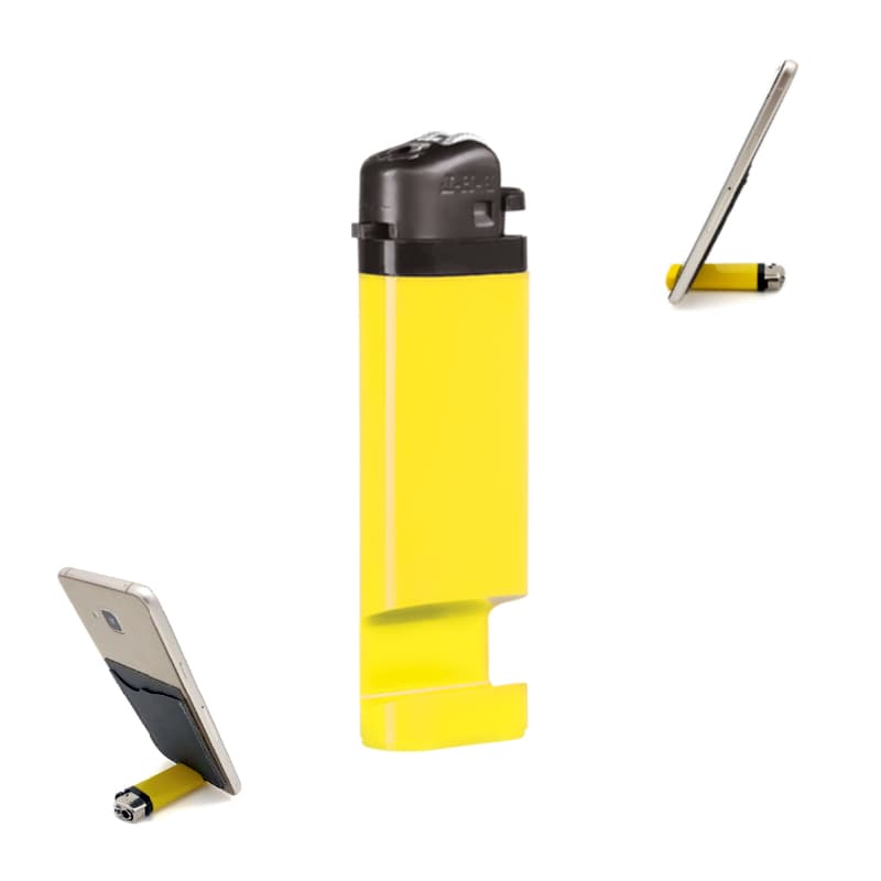 Beyaz Telefon Standlı Taşlı Sibopsuz Çakmak – Sarı