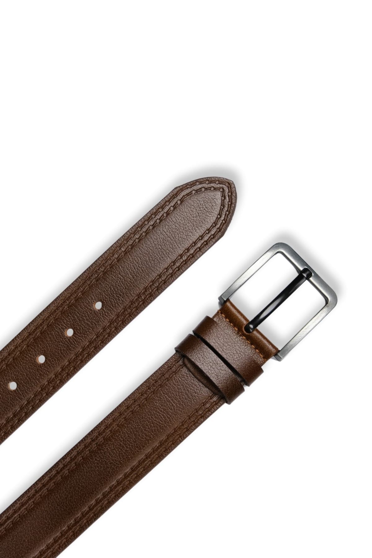 Crazy Çift Dikiş Desenli Hakiki Deri Kemer 4,5 cm – Kahve