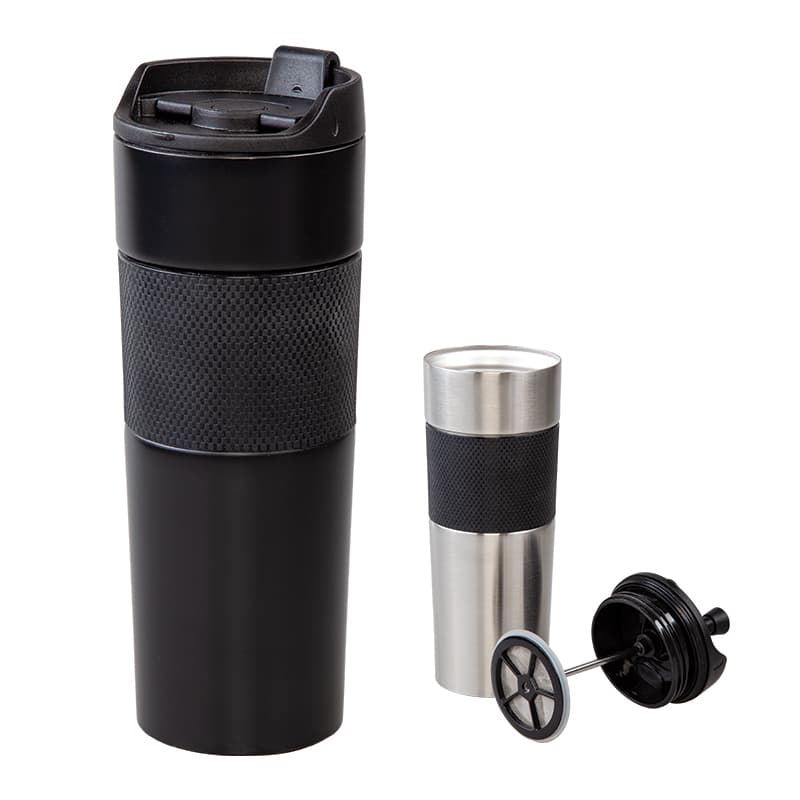 French Press Çelik Termos Bardak 450 ml – Siyah