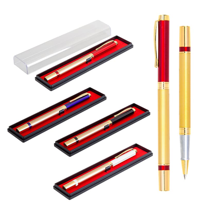 Beyaz Metal Roller Kalem Seti – Kırmızı