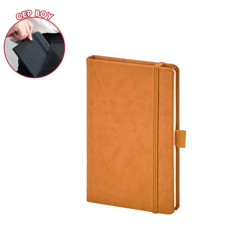 Beyaz 9 x 14 Termo Deri Defter – Turuncu