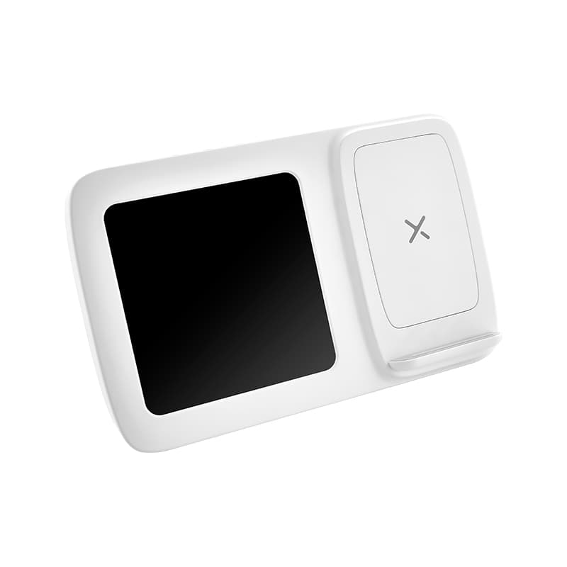 Beyaz Wireless Şarj Cihazı & Dijital Saat – Beyaz