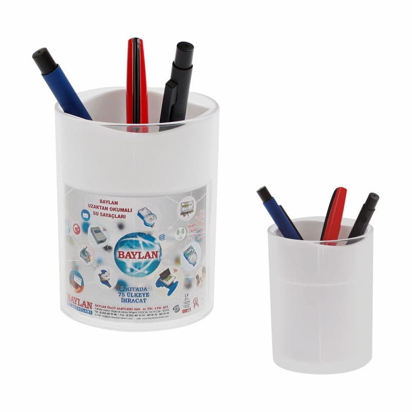 Beyaz PVC-Akrilik Kalemlik – Beyaz