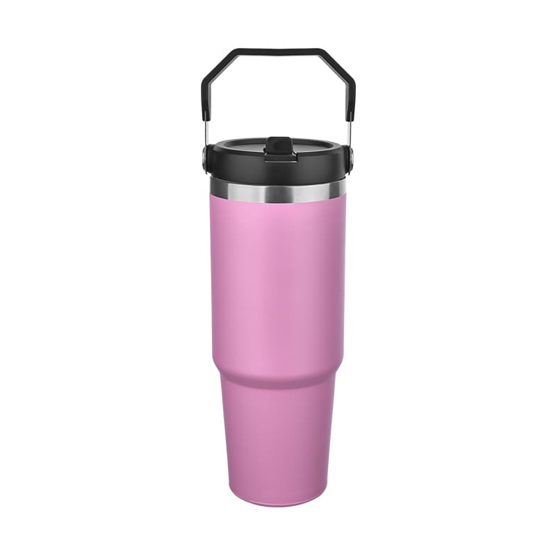 Saplı Kapaklı Çelik Termos Bardak 900 ml – Pembe