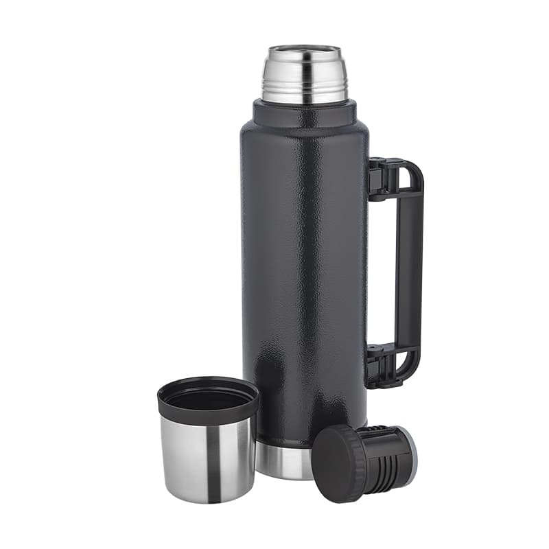 Kulplu Bardaklı Çelik Termos 1,45 L – Siyah